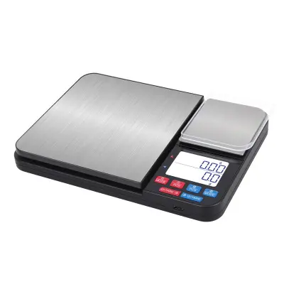 Digitalna vaga s dvostrukom platformom 10kg/1g-500g/0.01g Crna/Srebrna