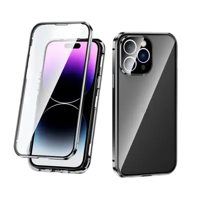 Dvostrana magnetna HD maskica za iPhone s kopčom i odvođenjem topline Crna