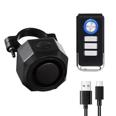 Punjivi Alarm za bicikl s daljinskim upravljačem IP65 110dB Crna