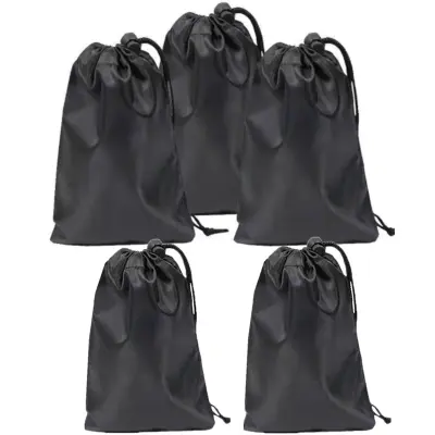 Vrećice za pohranu s vezicom 5 komada 33 × 40 cm crne Crna