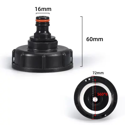 IBC Tank Adapter Plastični, Spojnica za crijevo crna