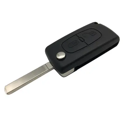 Futrola za ključeve kompatibilna s Peugeot Citroen 2 gumba Crna Crna