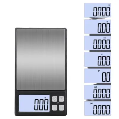 Prijenosna digitalna vaga, zlatarska vaga, precizna vaga, vaga za zlato 500g/0,1g Crna