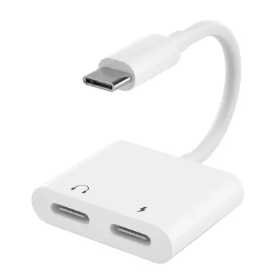 USB-C adapter za slušalice i punjač Bijela