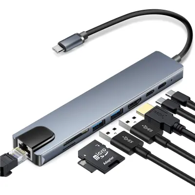 8-u-1 Type C Hub Dock Adapter Siva