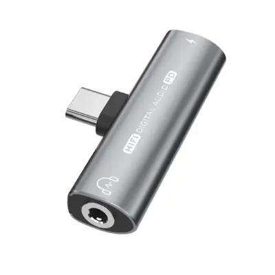 USB C na 3,5 mm adapter za slušalice i punjač Siva