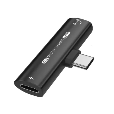 USB C na 3,5 mm adapter za slušalice i punjač Crna