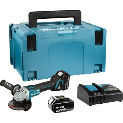 MAKITA 18V KUTNA BOLMILICA 125mm 2 x 5.0Ah LI-ION BEŠUMENI MOTOR MAKPAC DGA506RTJ