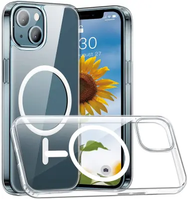 Prozirna maska za mobitel kompatibilna s MagSafe punjačem za iPhone 13 Pro Max Prozirna + Bijela