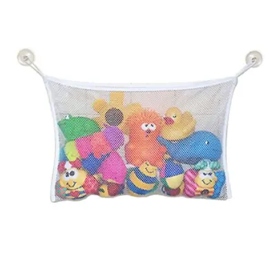 Organizator igračaka za kupanje, mrežasta torba s usisnim čašicama 34x45 cm Bijela
