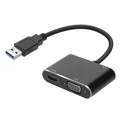 Hub USB adapter na HDMI VGA ženski Ulaz Jack 3.5mm Full HD 1080P Crni