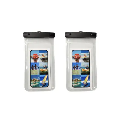 Velika vodootporna torba za telefon IPX8 2-paket Crna