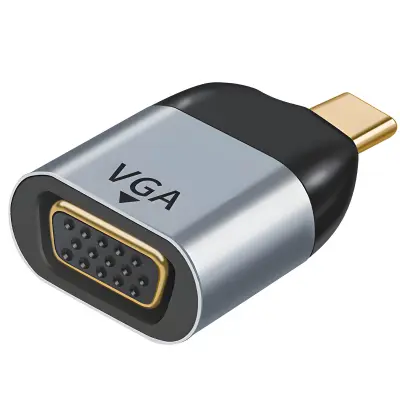 Video adapter USB-C muški na VGA ženski Rezolucija 1080p Kompaktan Sivi