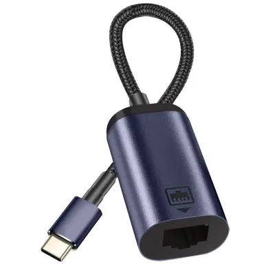 USB-C na Ethernet adapter kabel 100Mbps duljina 10cm tamno sivi