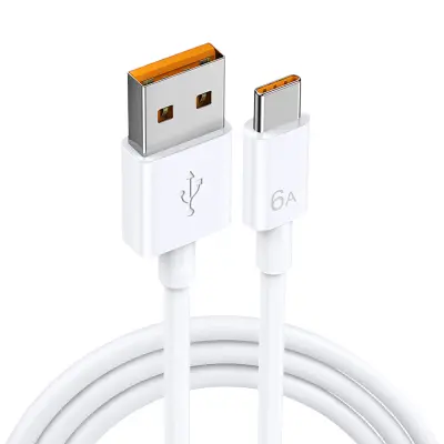 66W 6A Super brzi kabel za punjenje Type C kabel, kompatibilan s Huawei, Xiaomi Bijela