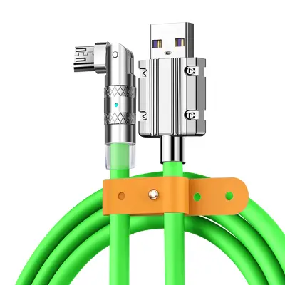 120W tekući silikonski kabel za brzo punjenje s rotacijom od 90° i USB-Micro priključkom 1,2 m Zelena