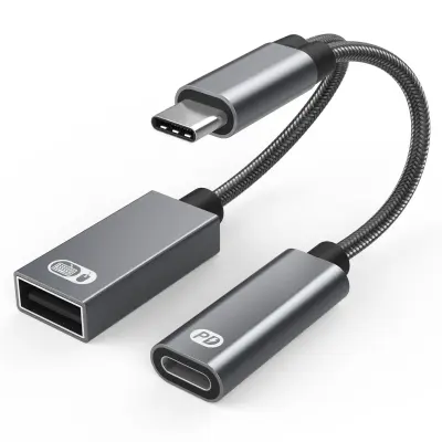 USB C muški na USB ženski i OTG adapter USB 2.0 siva