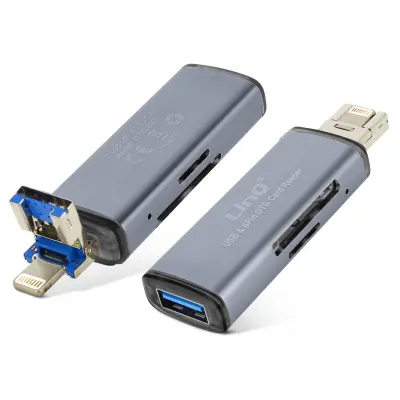 Čitač memorijskih kartica SD / Micro-SD 2 u 1 OTG funkcija 480Mbps LinQ sivi