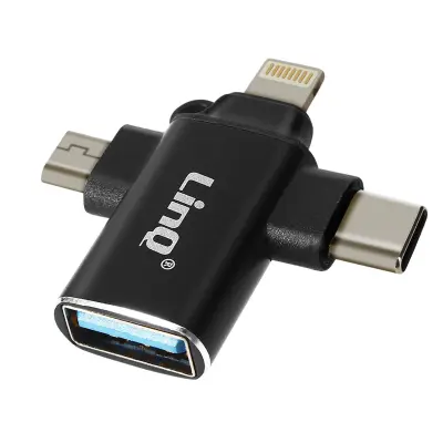 OTG adapter 3 u 1 USB-C Micro-USB Lightning na USB 3.0 Kompaktan LinQ