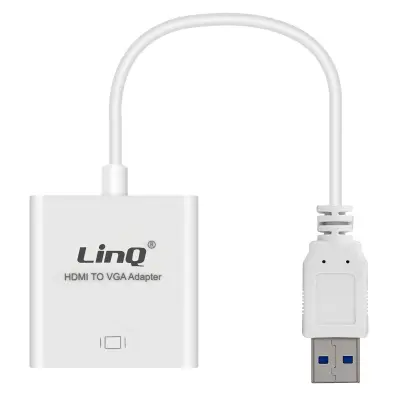 Video adapter USB 3.0 muški na VGA ženski 1080P LinQ Bijeli