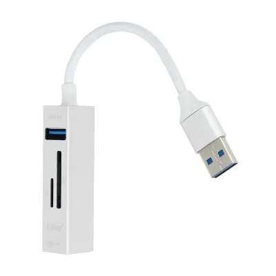USB Hub 5 u 1 s 3 USB porta i čitačem SD Micro-SD kartica LinQ srebrni