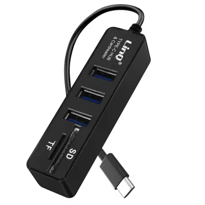 USB-C Hub 5 u 1 s 3 USB porta i čitačem SD / Micro-SD kartica LinQ crni