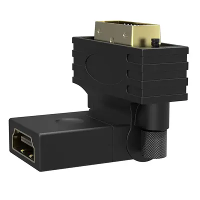 Adapter HDMI ženski na DVI muški Kutni i rotirajući 360° Pozlaćen