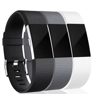 Kompatibilna Fitbit Charge 2 narukvica silikonska 3-paket (S) Crna/Siva/Bijela