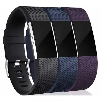 Kompatibilna Fitbit Charge 2 narukvica silikonska 3-paket (S) Crna/Plava/Ljubičasta