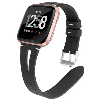 Remen od prave kože za pametni sat Fitbit Versa Crna