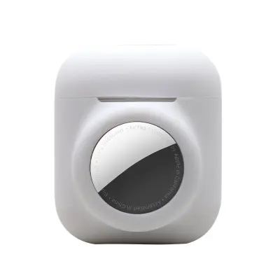 2 u 1 Silikonska futrola za Airtag kompatibilna s Airpods 1/2 Bijela