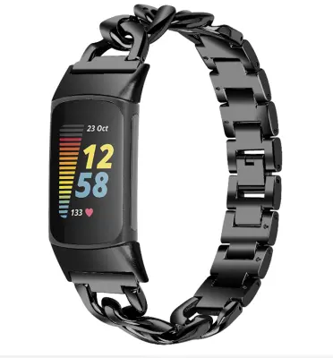 Remen za sat kompatibilan s Fitbit Charge 3\/4, nehrđajući čelik, crni