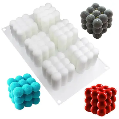 Silikonski kalup / kalup za svijeće 6 kockica Bijela Bijela