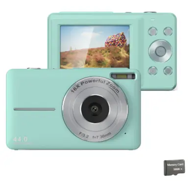 Digitalni fotoaparat 44MP/1080P/16X digitalni zum/svjetlo za popunjavanje s karticom od 32 GB Zelena