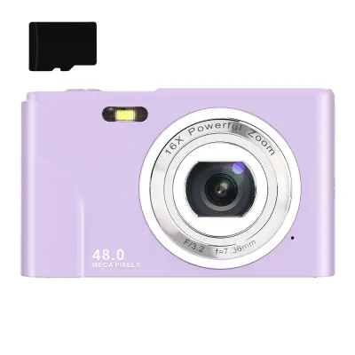 Digitalni fotoaparat s 48 MP, HD 1080p i 16x zumom s karticom od 32 GB Ljubičasta
