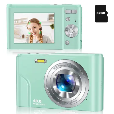 Digitalni fotoaparat s 48 MP, HD 1080p i 16x zumom s karticom od 32 GB Zelena