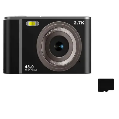 Digitalni fotoaparat 2.7K 48MP 1080P, 16x zum, 32GB kartica Crna