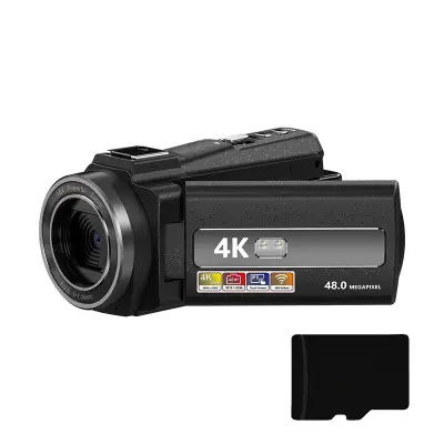 Video kamera 4K/48MP/16x zum/IR noćni vid/daljinski upravljač/32GB kartica Crna