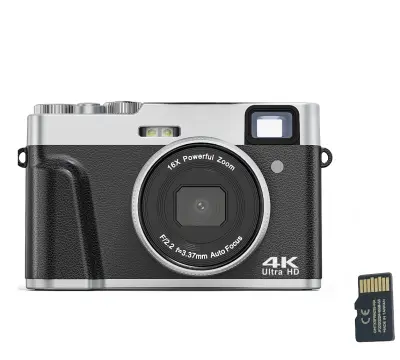 Digitalni fotoaparat 4K/48MP/16X zum/autofokus/tražilo/protiv trešnje s karticom od 32 GB null
