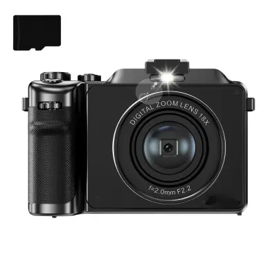 Digitalni fotoaparat 4K/48MP/18X digitalni zum/autofokus/dvostruka kamera s 32GB TF karticom Crna