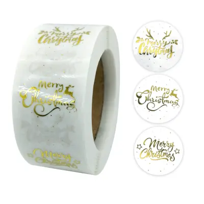 Merry Christmas Stickers 1 Roll 500-Piece Zlatna