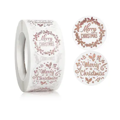 Merry Christmas Stickers 1 Roll 500-Piece Ružičasto zlato