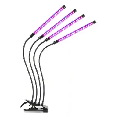 Lampa za biljke / rasvjeta za biljke s 4 fleksibilne LED cijevi Crna