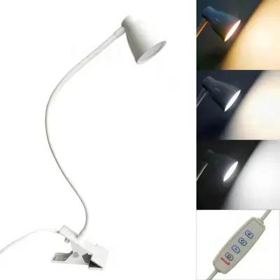 LED stona lampa sa klipom / 3 načina boje duga / fleksibilna guščija vrat Bijela