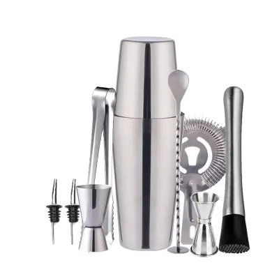 Cocktail set Dupli šejker 750ml Nehrđajući čelik Srebrni 10 dijelova