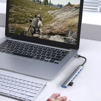 7 u 1 USB Hub Type-C/USB 3.0/2.0 Srebrna