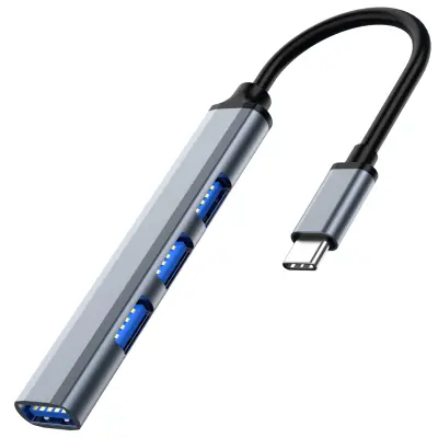 USB Hub, USB-C s 4 USB priključka, 5 Gbps Siva