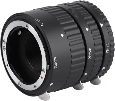 Set makro produžnih cijevi s autofokusom, 12 mm 20 mm 36 mm adapter za makro fotografiju za Nikon Crna