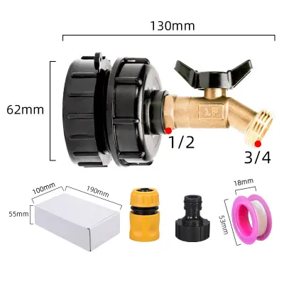 Set adaptera za slavinu od mjedi za IBC spremnike Crna