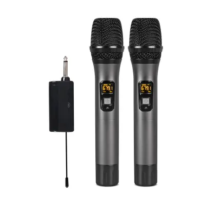 2 Pack Wireless Microphone Bluetooth Reverb with Android Port Cable Crna